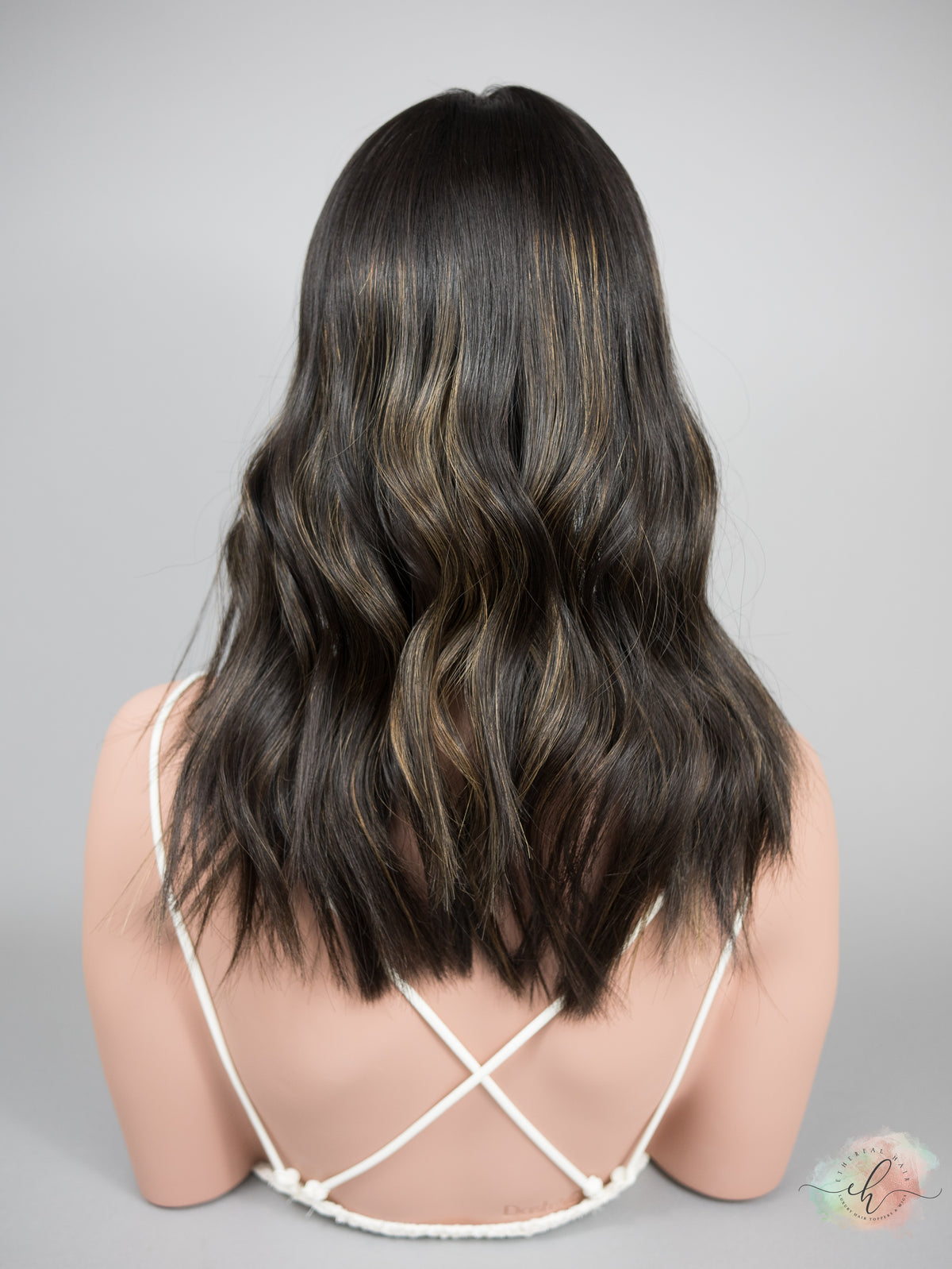 "RAVEN" Premium Topper: Silk Top, 8x8, 16-17", Subtle Caramel Babylights