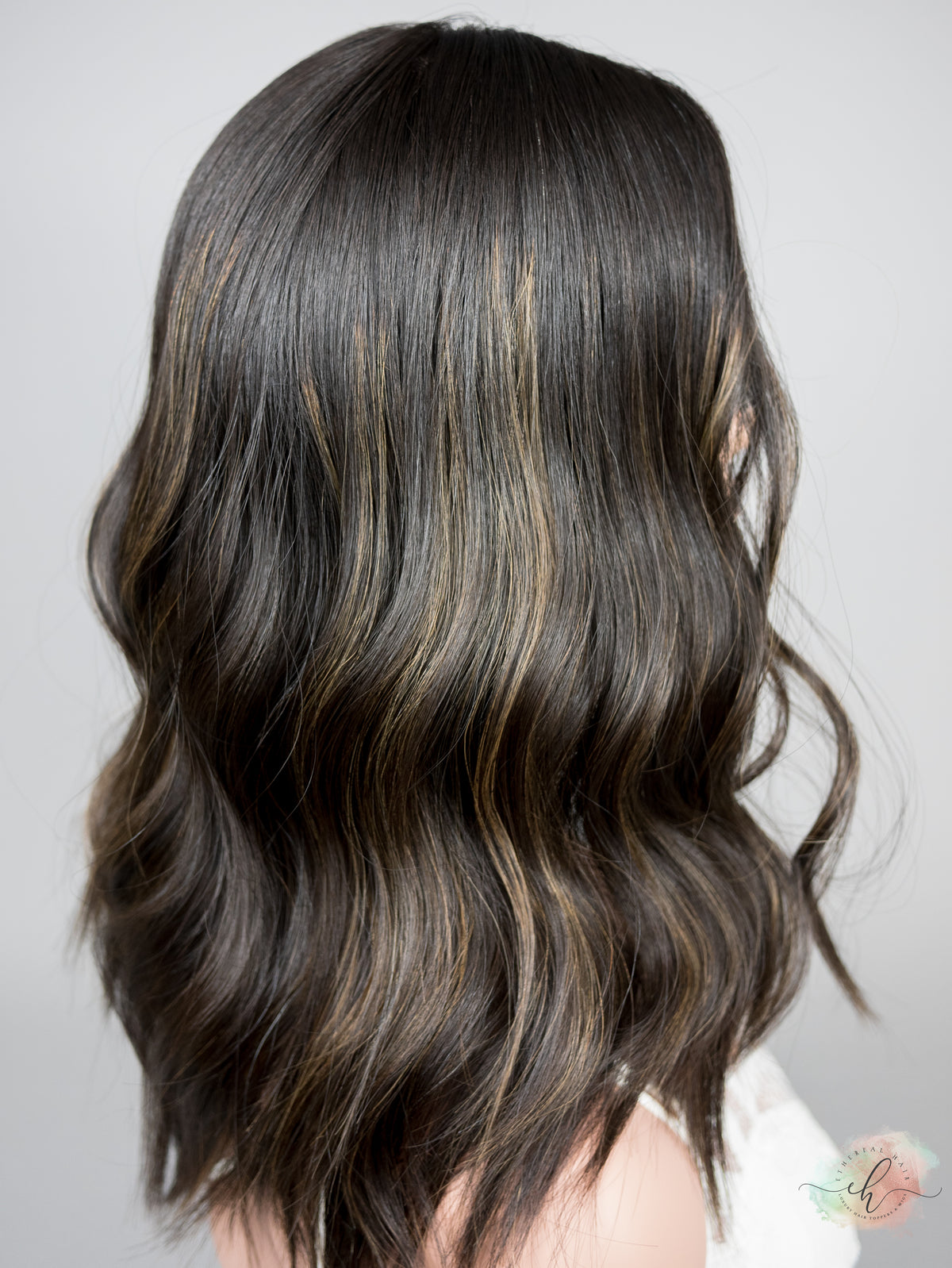 "RAVEN" Premium Topper: Silk Top, 8x8, 16-17", Subtle Caramel Babylights