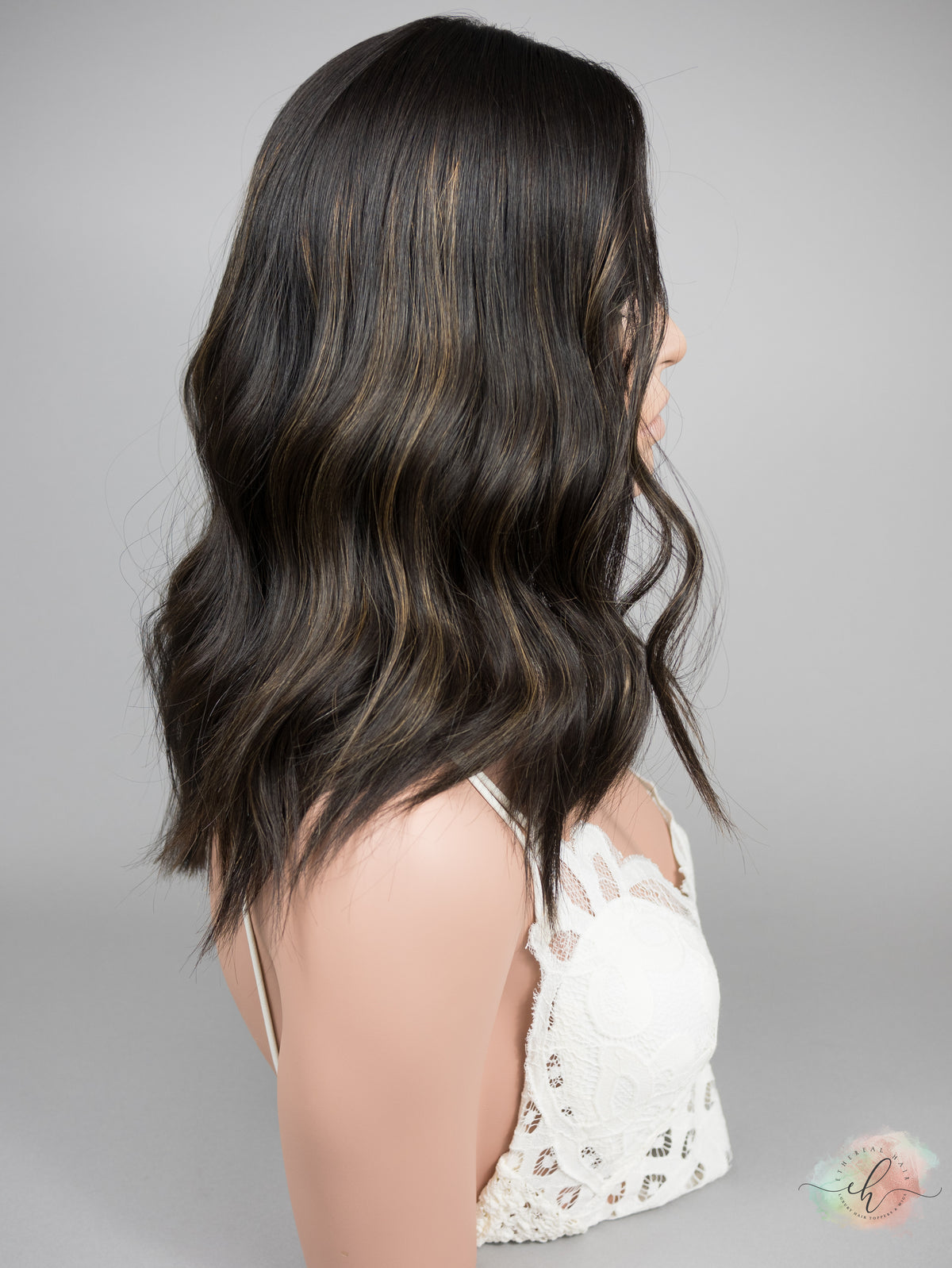 "RAVEN" Premium Topper: Silk Top, 8x8, 16-17", Subtle Caramel Babylights