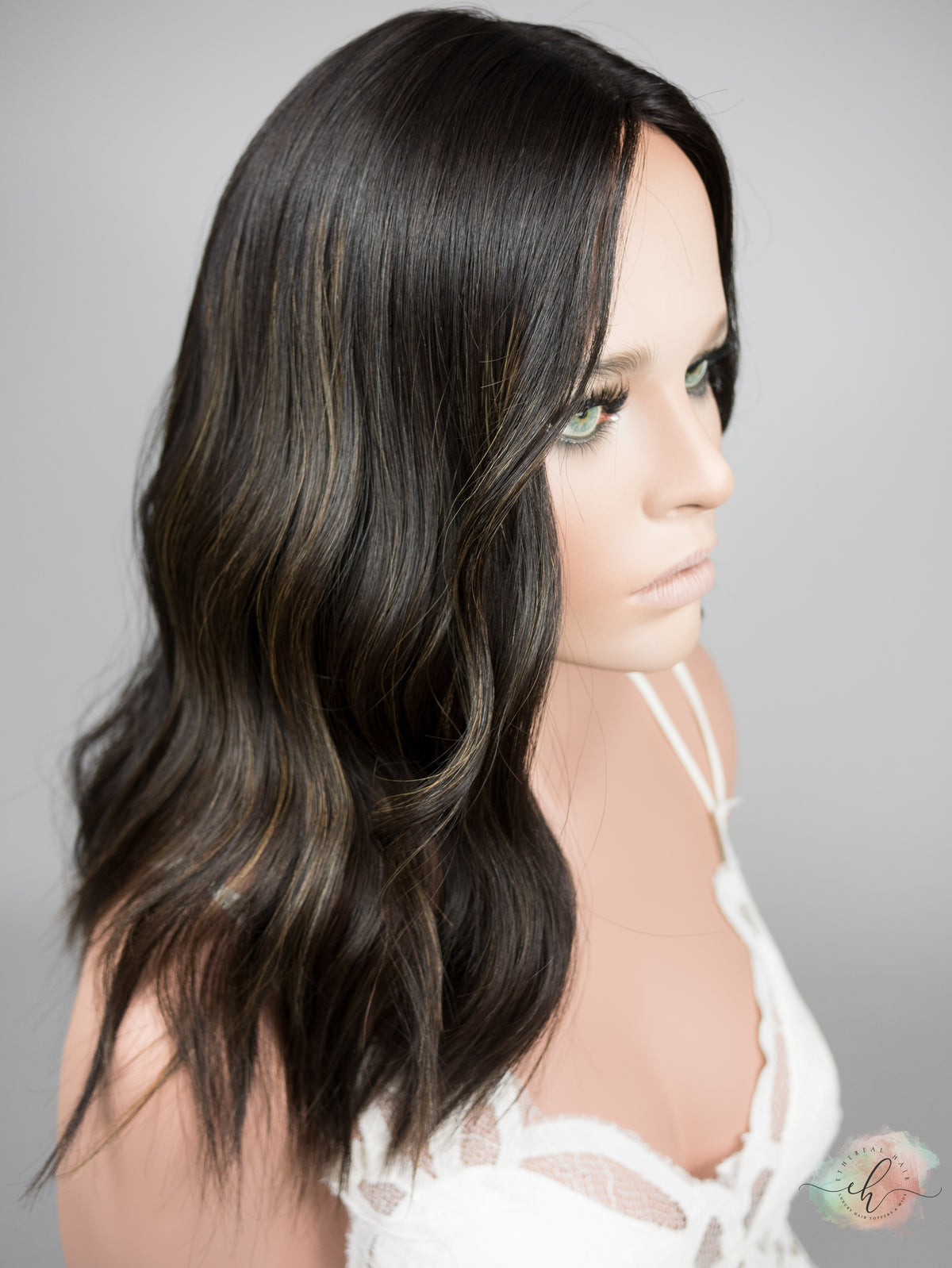 "RAVEN" Premium Topper: Silk Top, 8x8, 16-17", Subtle Caramel Babylights