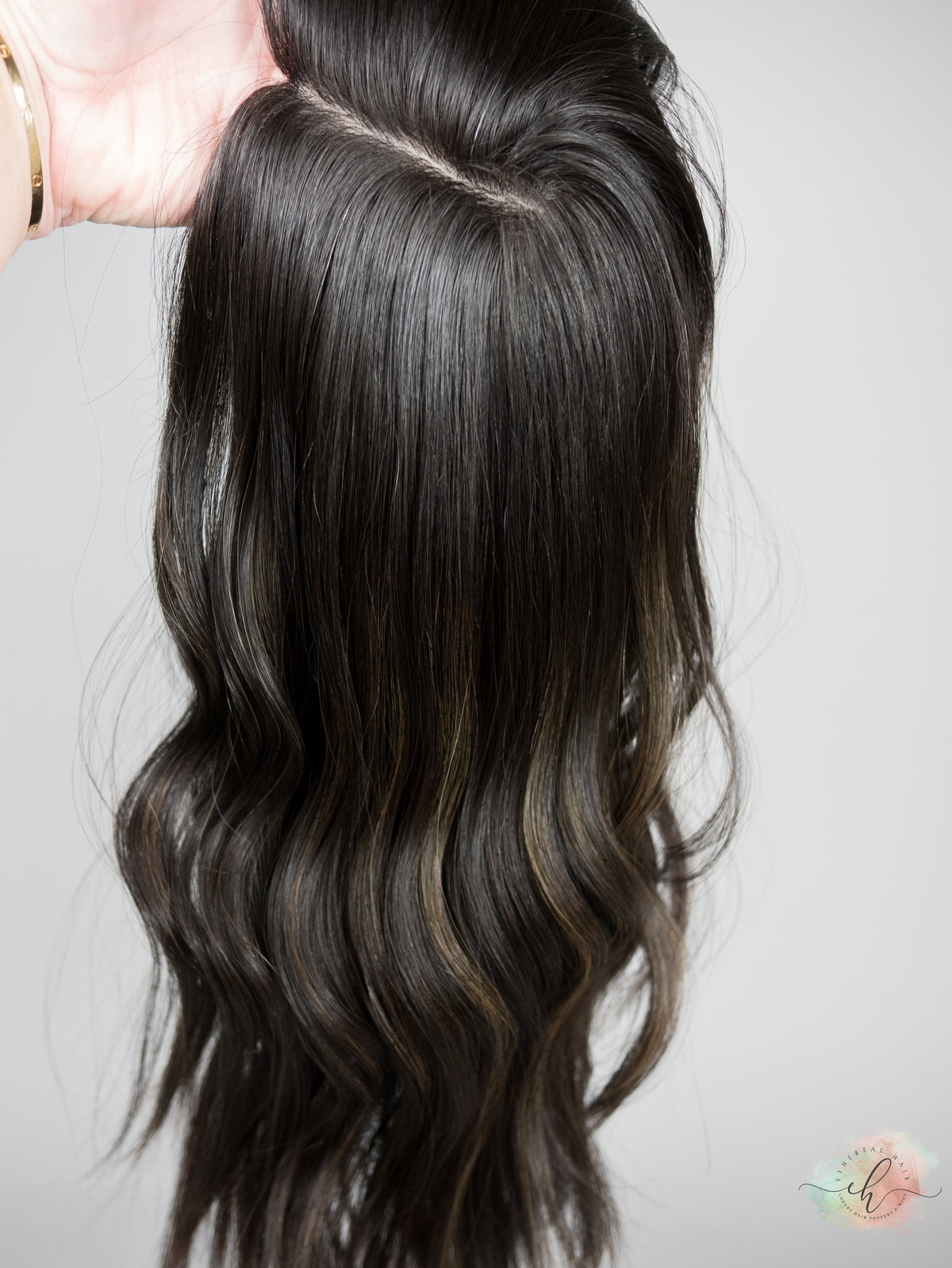 "RAVEN" Premium Topper: Silk Top, 8x8, 16-17", Subtle Caramel Babylights