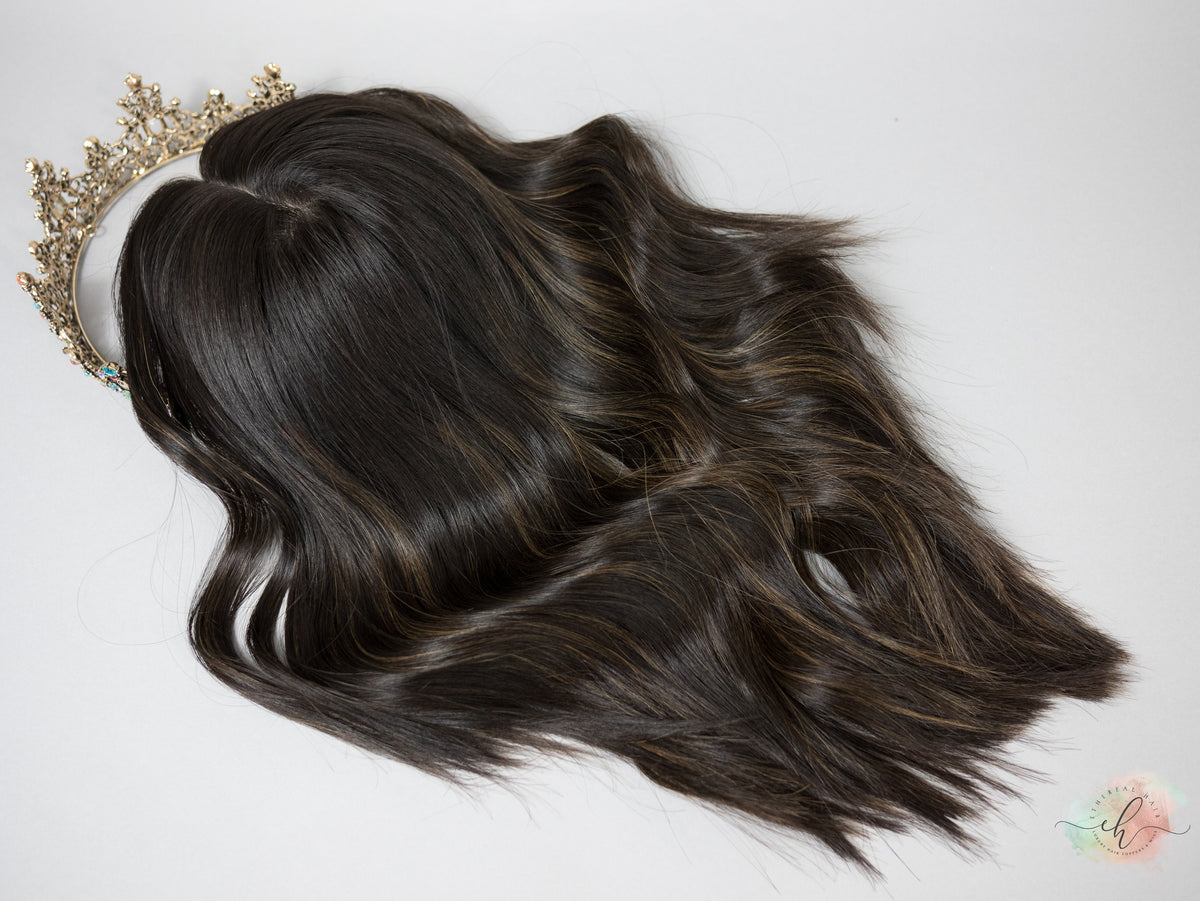 "RAVEN" Premium Topper: Silk Top, 8x8, 16-17", Subtle Caramel Babylights