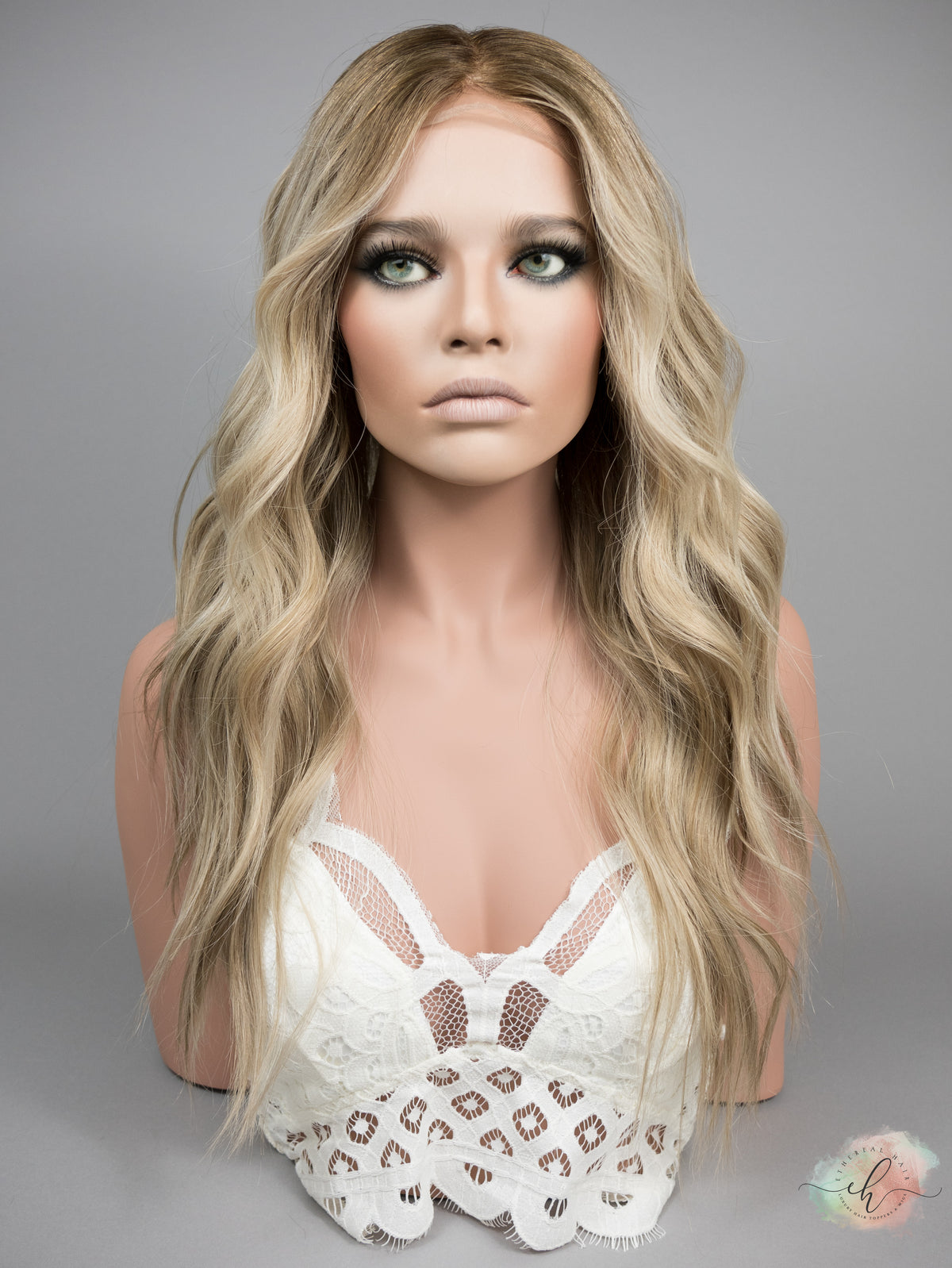 “COASTAL VIBES" Exquisite Wig: Lace Top, Fully Handtied, Sz. S/M, 26", Medical Cap