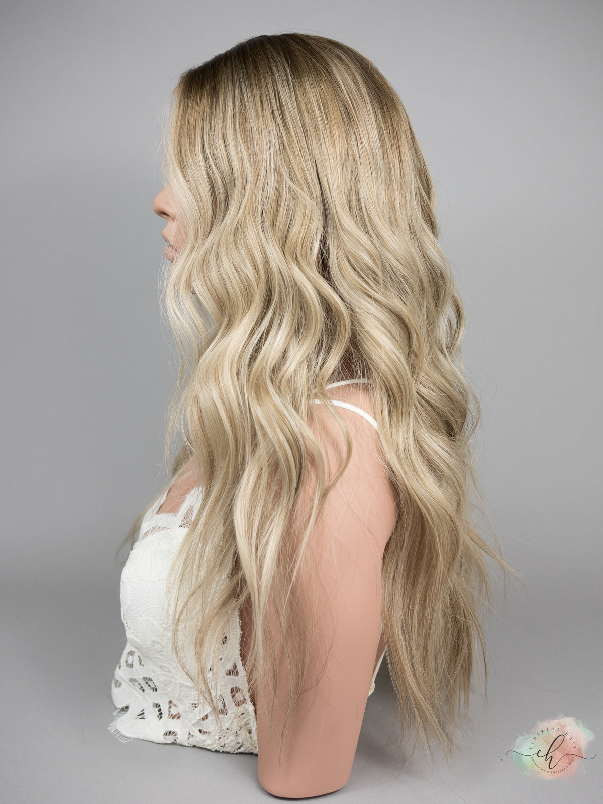 “COASTAL VIBES" Exquisite Wig: Lace Top, Fully Handtied, Sz. S/M, 26", Medical Cap