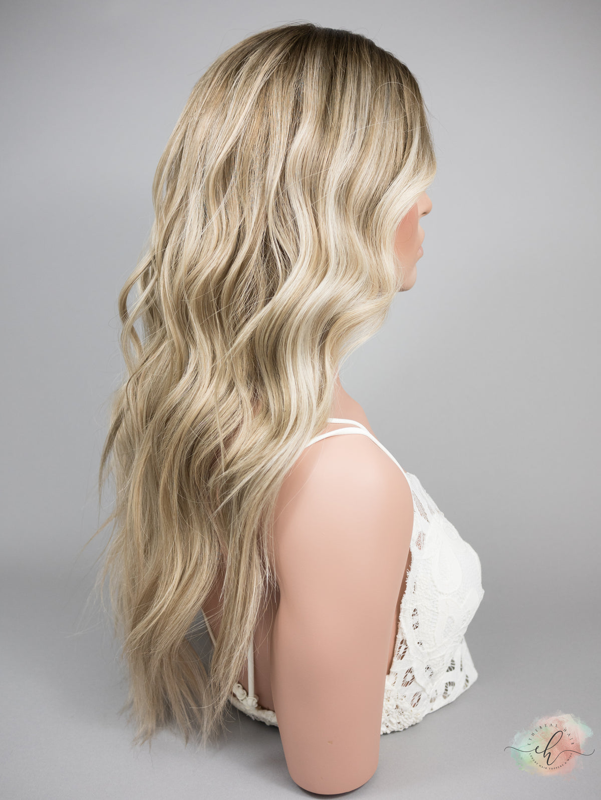 “COASTAL VIBES" Exquisite Wig: Lace Top, Fully Handtied, Sz. S/M, 26", Medical Cap