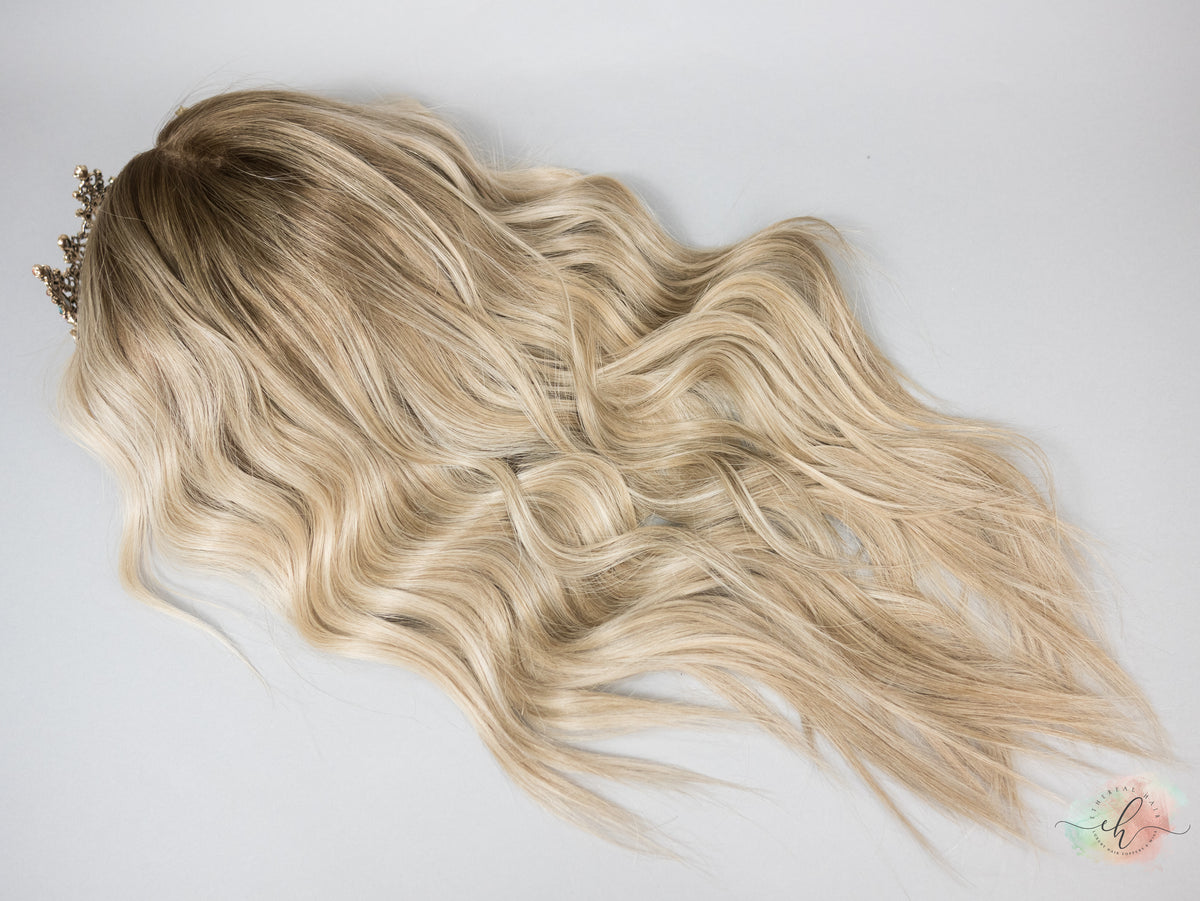 “COASTAL VIBES" Exquisite Wig: Lace Top, Fully Handtied, Sz. S/M, 26", Medical Cap