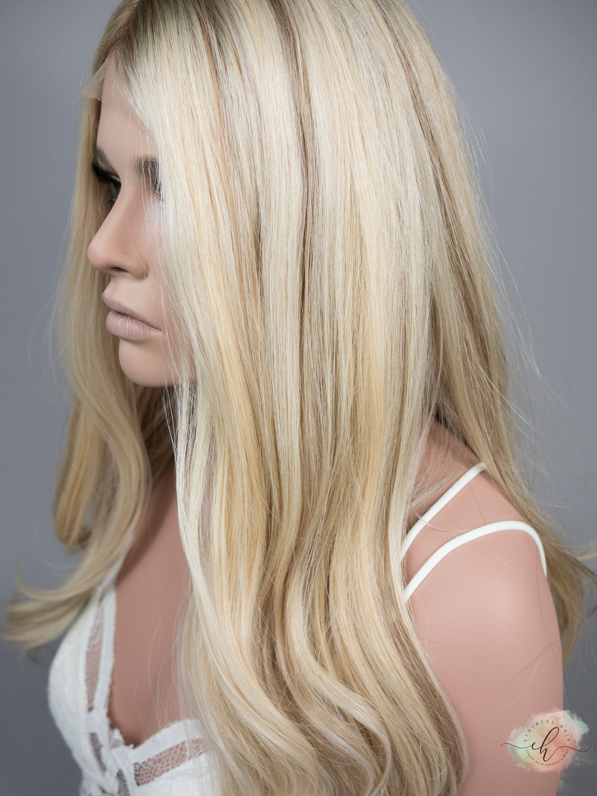 “VICTORIA&quot; Premium Wig: Silk Top Lace Front, Sz. M, 22&quot;