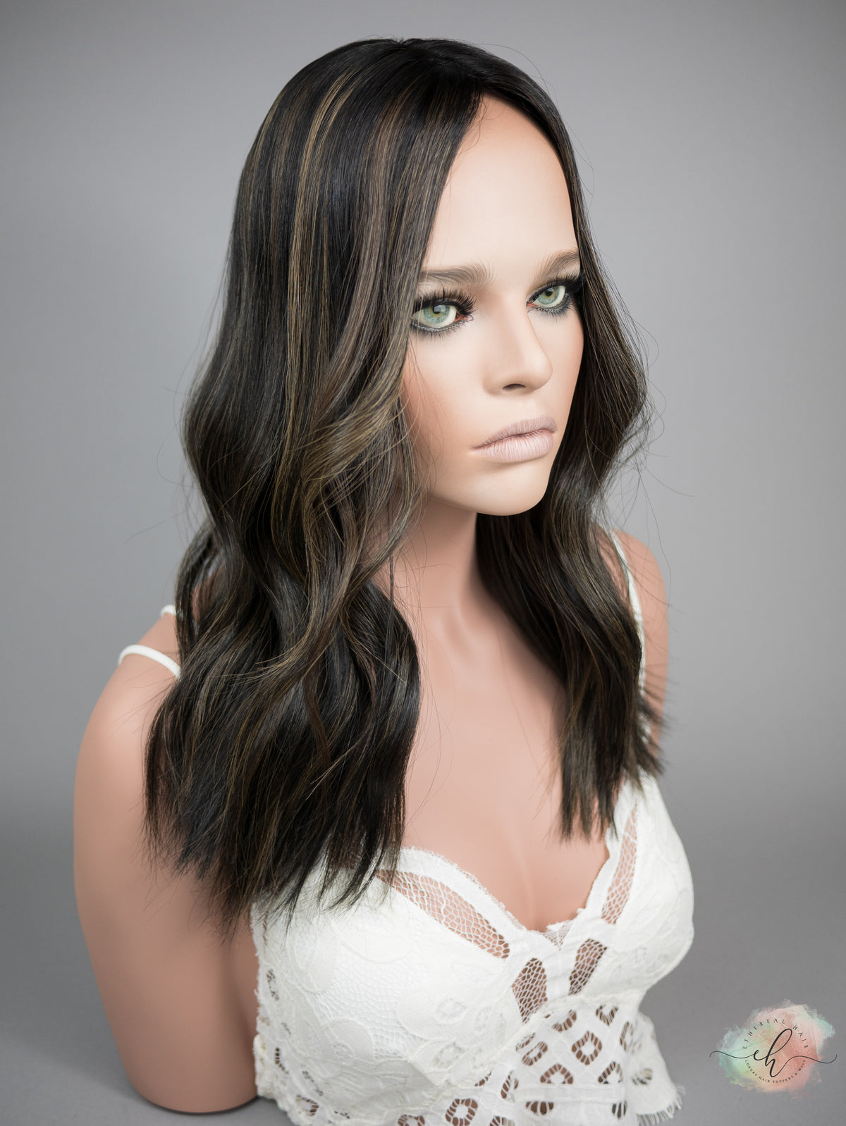 “RAVEN BALAYAGE" Premium Topper: Silk Top, 7x7, 18"