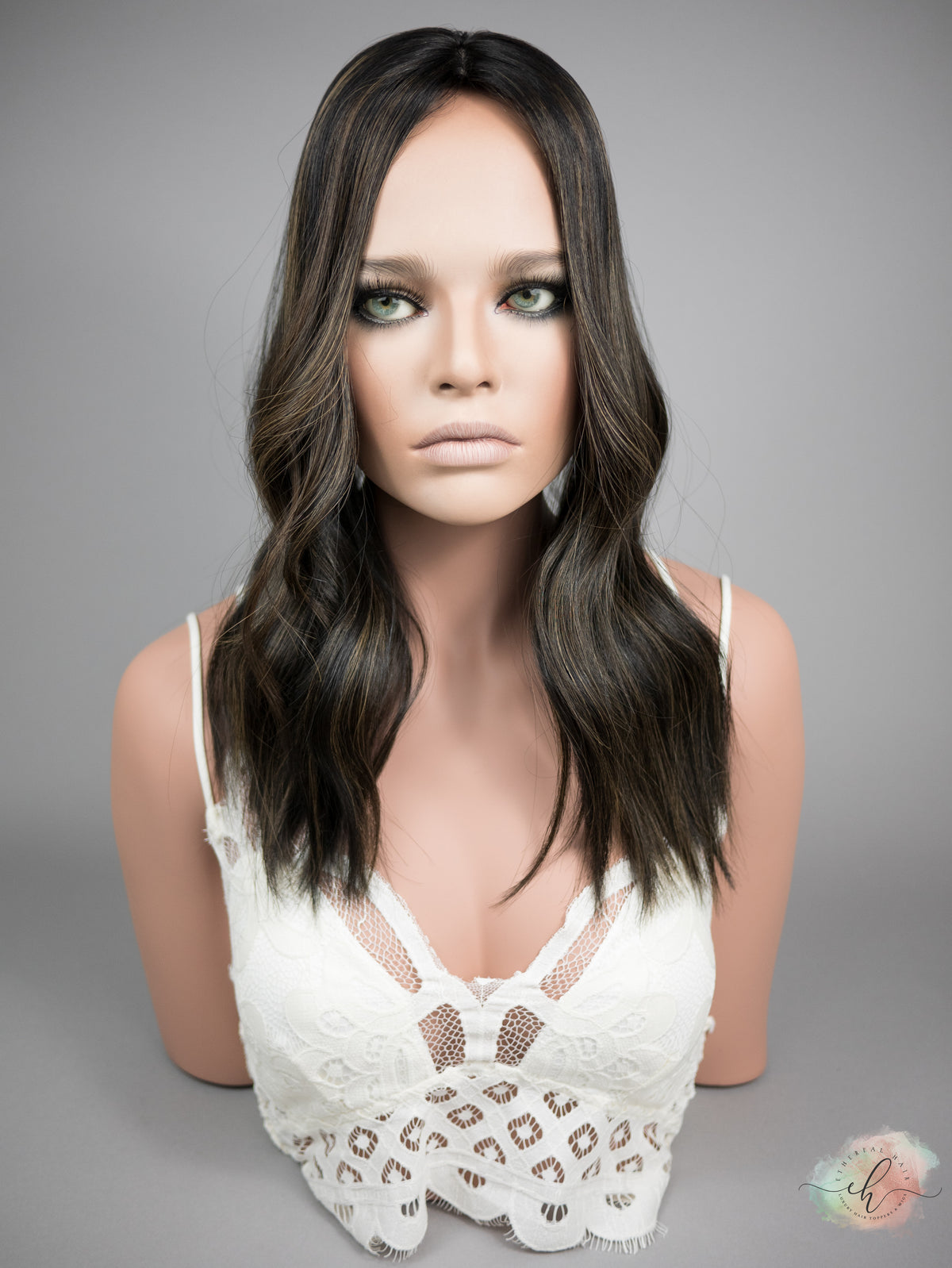 “RAVEN BALAYAGE" Premium Topper: Silk Top, 7x7, 18"