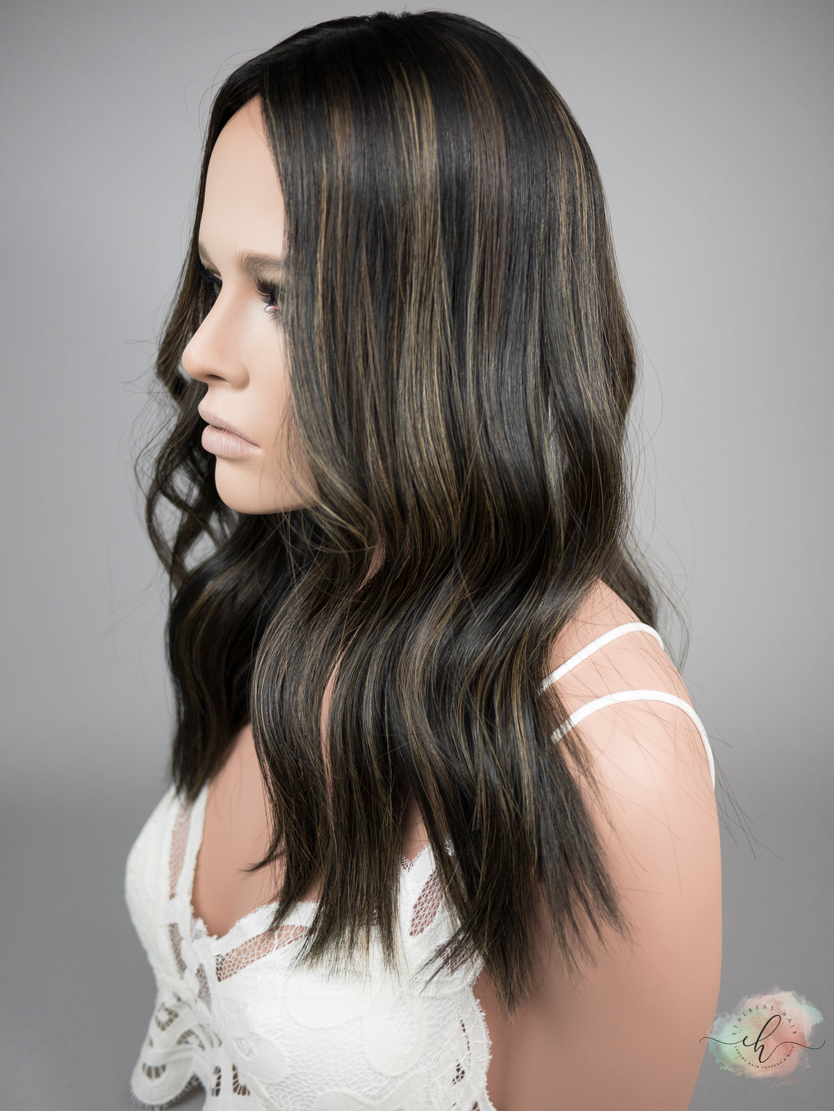 “RAVEN BALAYAGE" Premium Topper: Silk Top, 7x7, 18"