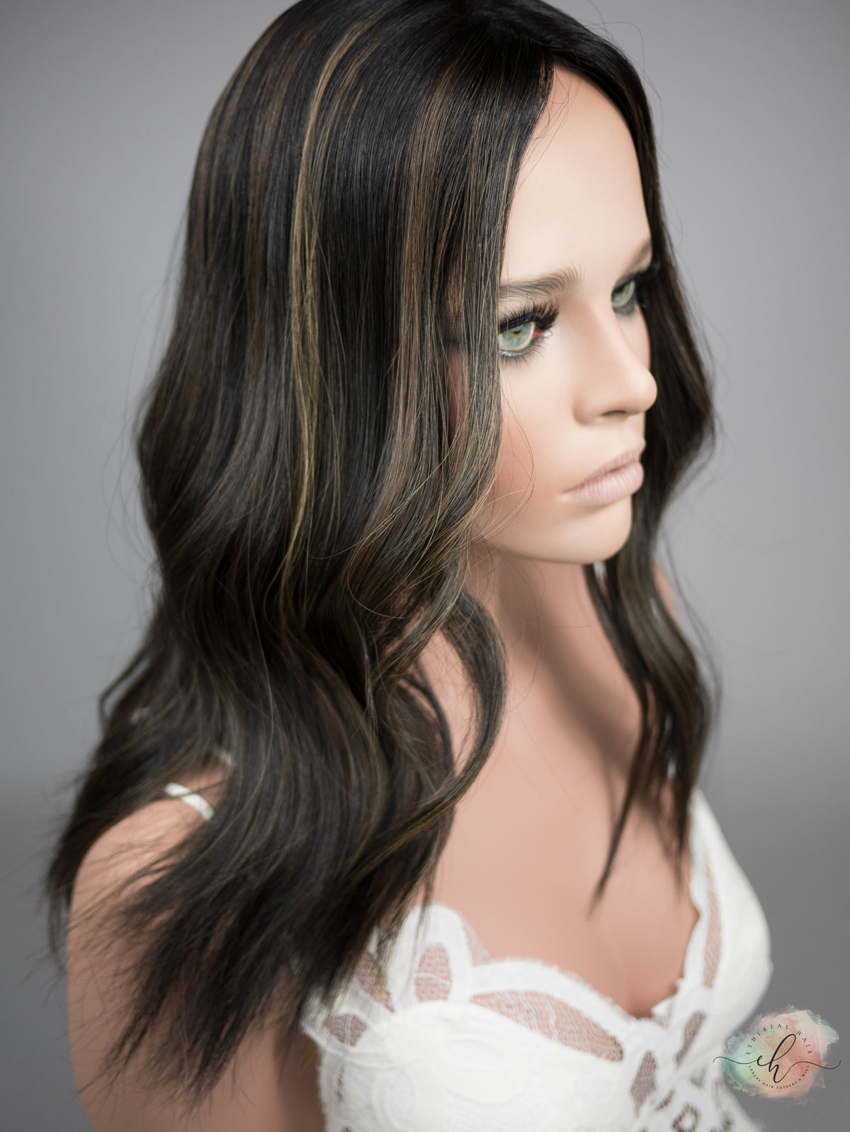 “RAVEN BALAYAGE" Premium Topper: Silk Top, 7x7, 18"