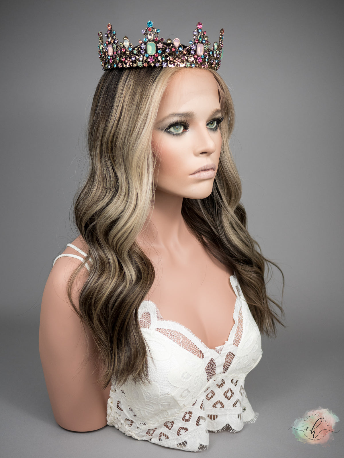 “CREME DE CACAO" Exquisite Wig: Lace Top, Sz. M, 22"