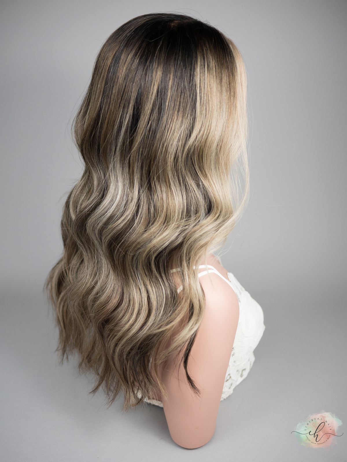 “CREME DE CACAO" Exquisite Wig: Lace Top, Sz. M, 22"