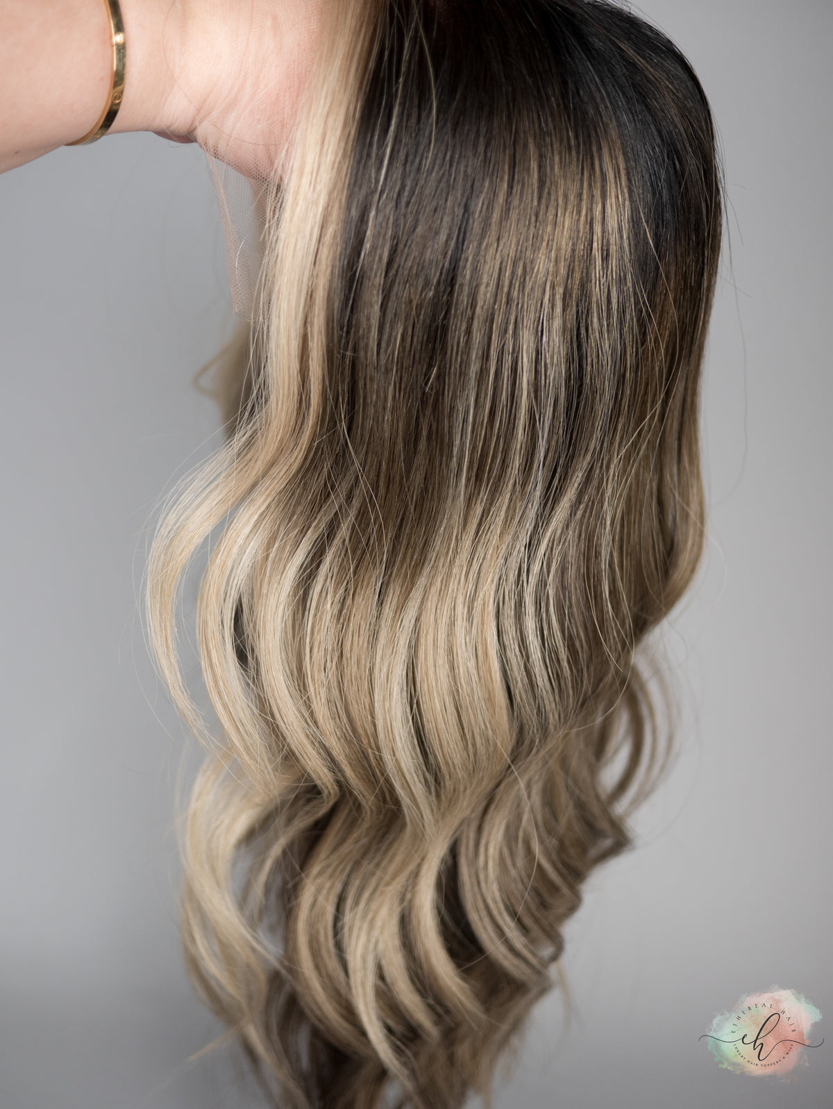 “CREME DE CACAO" Exquisite Wig: Lace Top, Sz. M, 22"