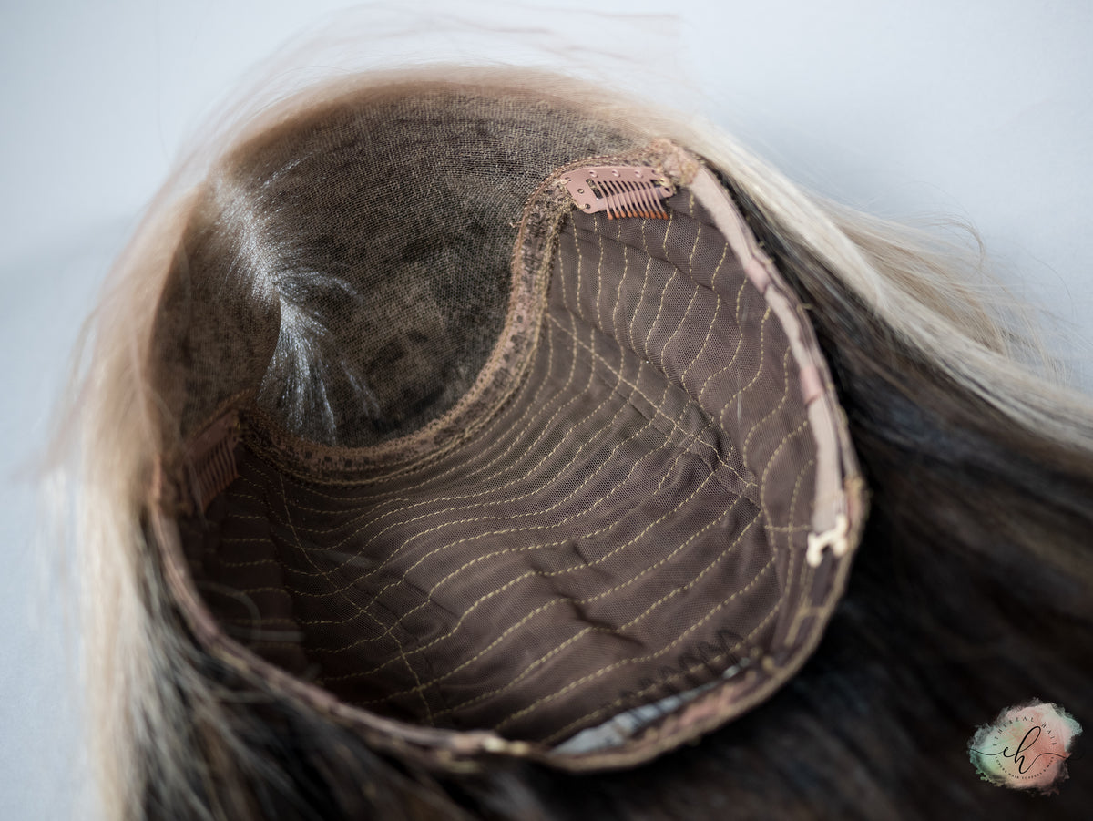 “CREME DE CACAO" Exquisite Wig: Lace Top, Sz. M, 22"