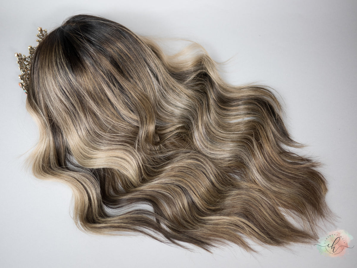 “CREME DE CACAO" Exquisite Wig: Lace Top, Sz. M, 22"