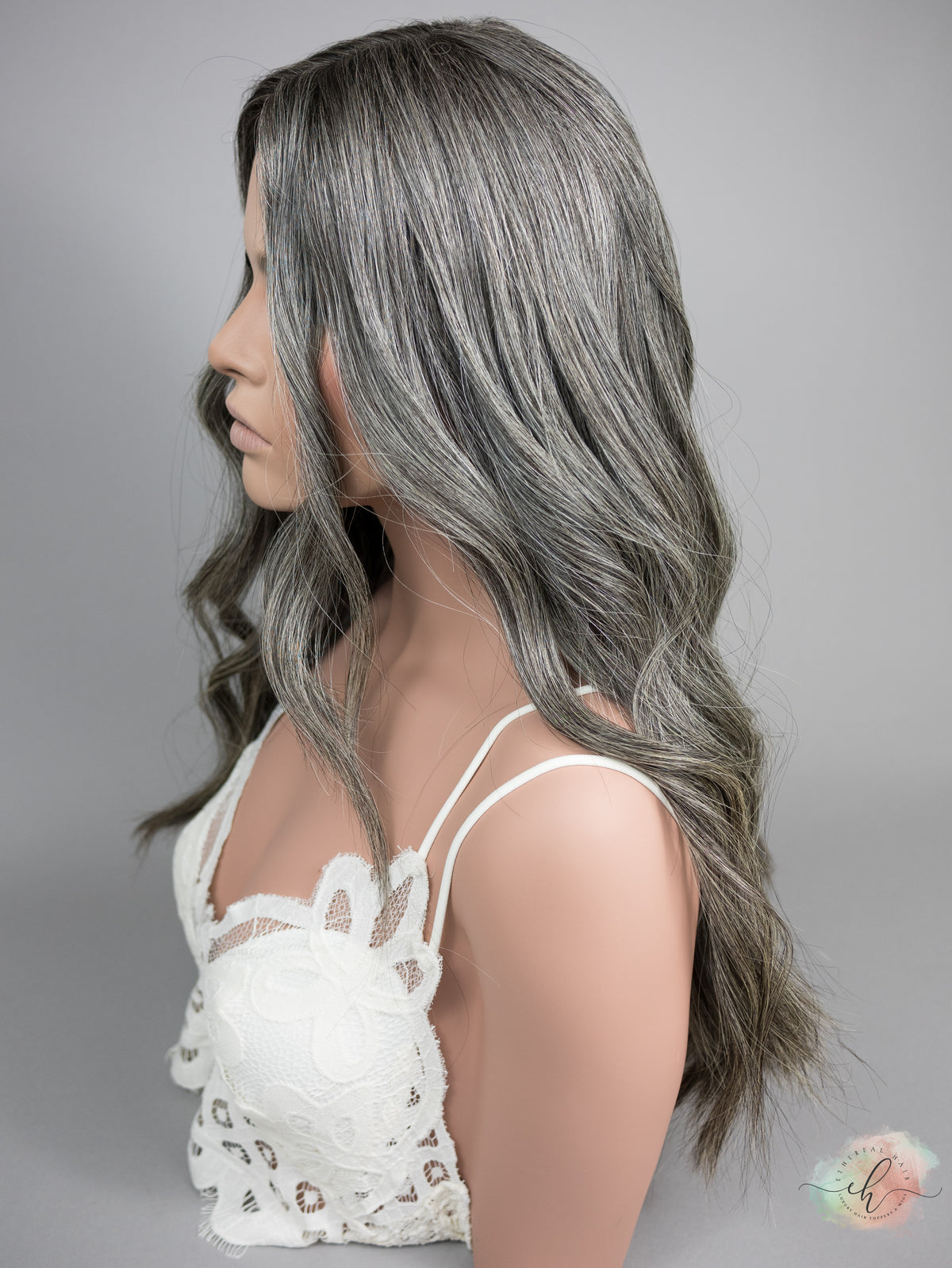 “CLOVE" Exquisite Wig: Silk Top, Sz. M, 24-25"