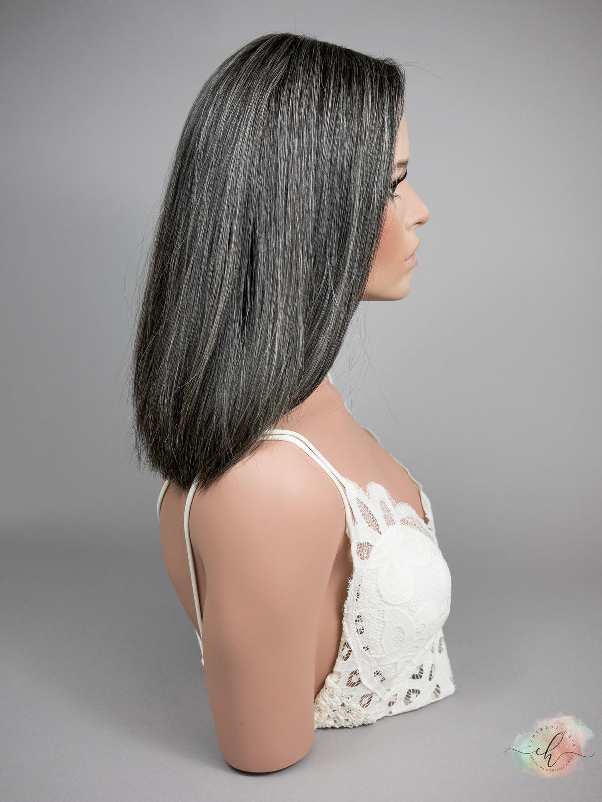 “DELLA" Exquisite Wig: Silk Top, Sz. M, LOB, 15-16"