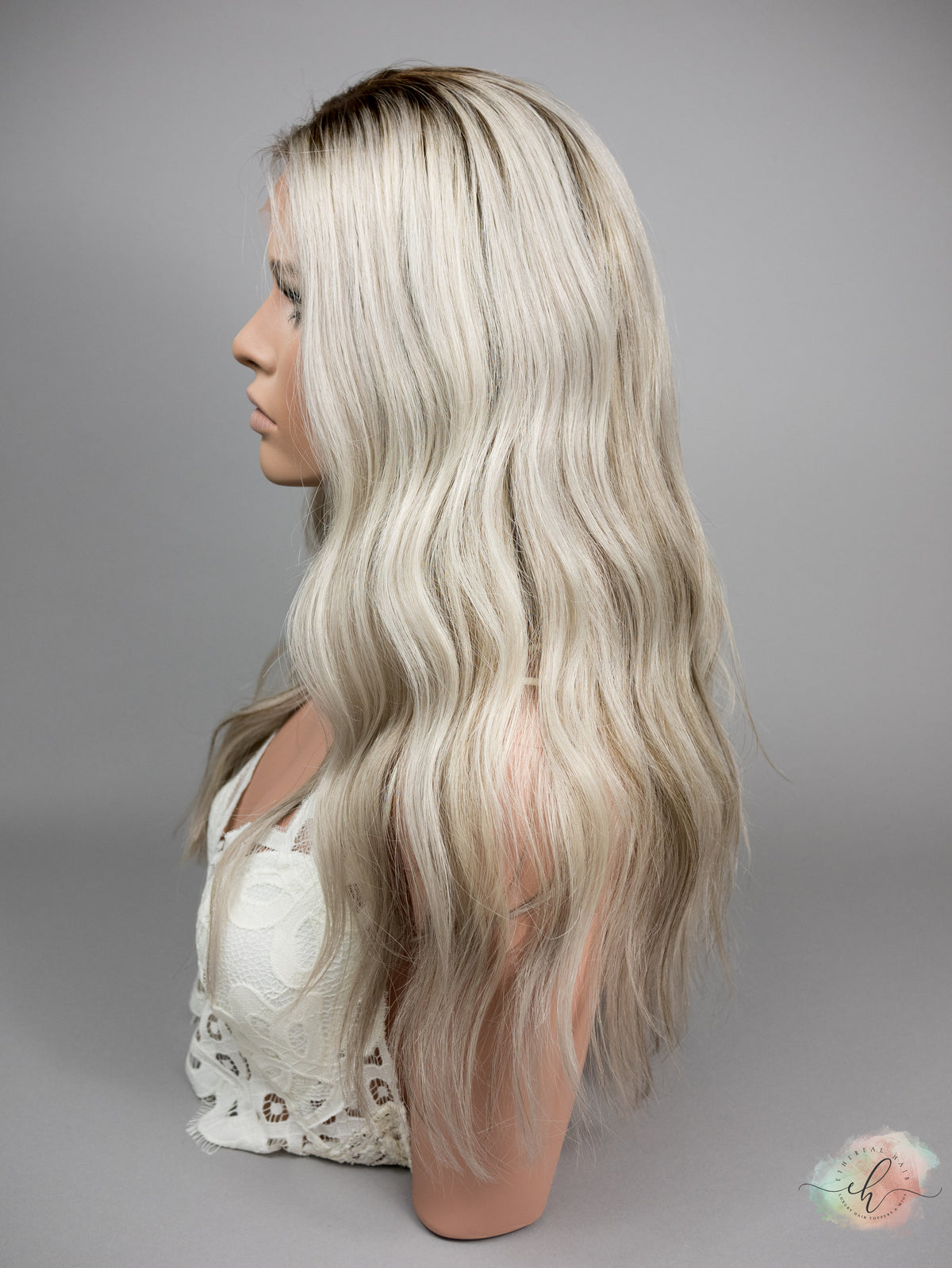 “HEARTBREAKER" Exquisite Wig: Silk Top Lace Front, Partial Handtied, Sz. S/M, 24", Medical Cap