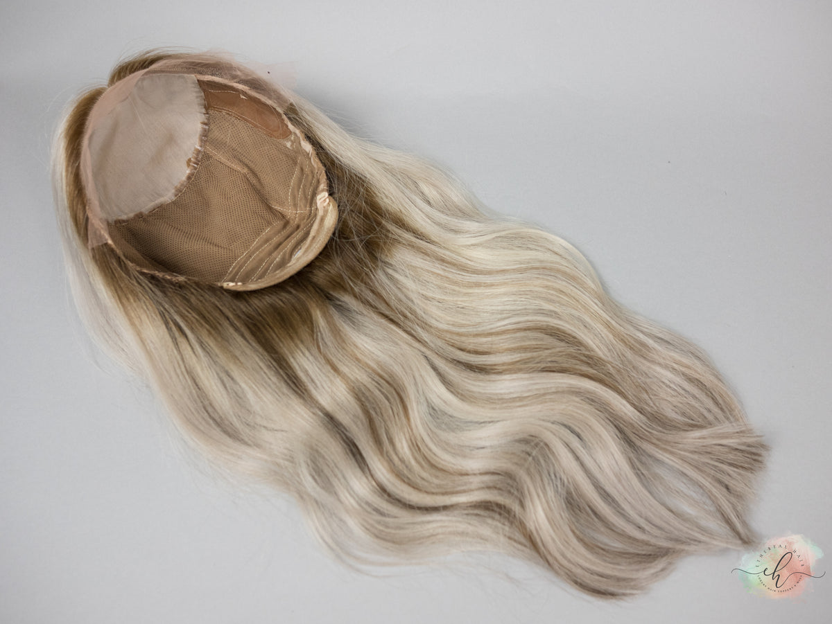 “HEARTBREAKER" Exquisite Wig: Silk Top Lace Front, Partial Handtied, Sz. S/M, 24", Medical Cap