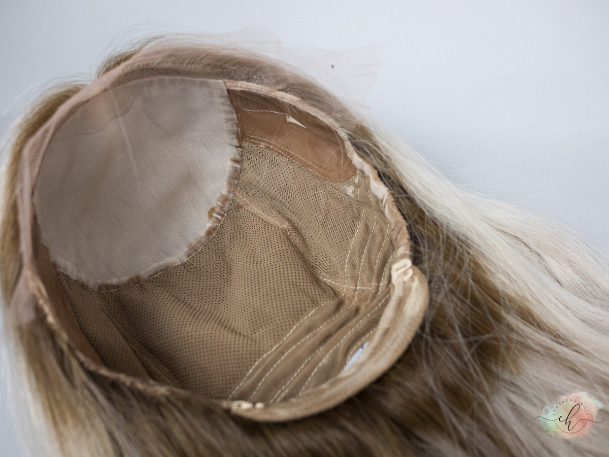 “HEARTBREAKER" Exquisite Wig: Silk Top Lace Front, Partial Handtied, Sz. S/M, 24", Medical Cap