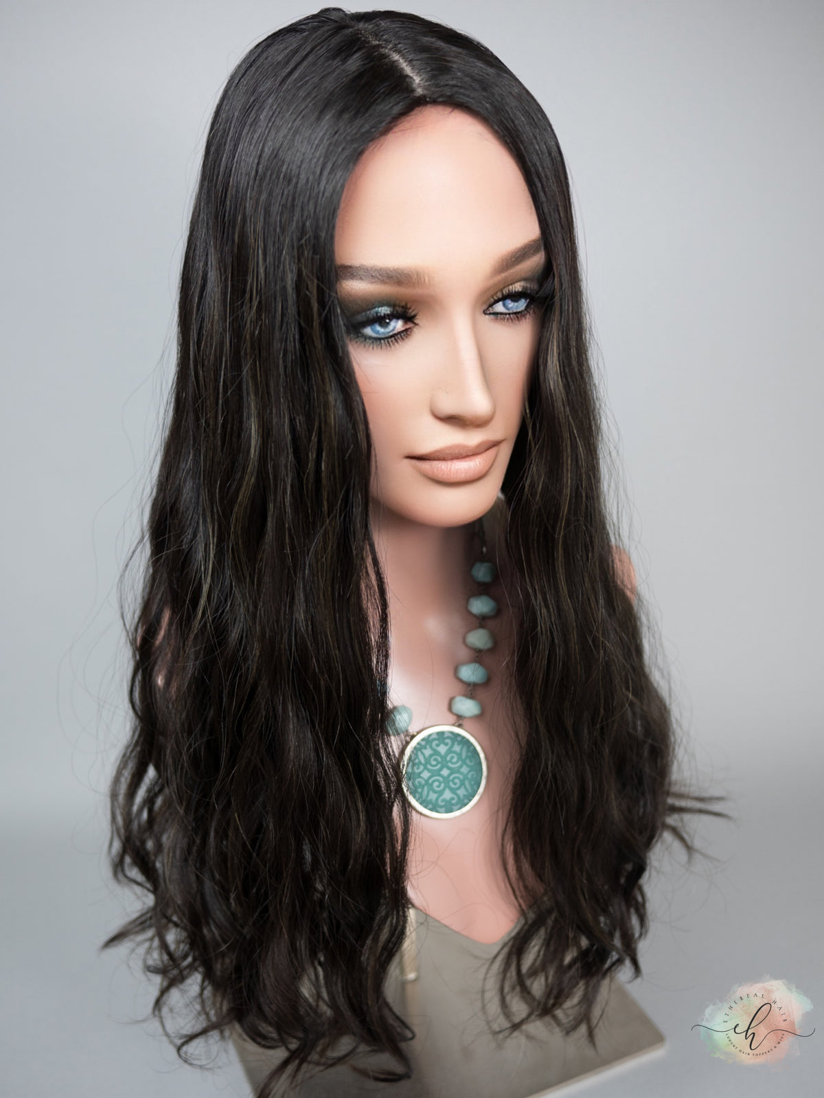 FALL SALE "RAVEN HIGHLIGHT" Premium Topper: Silk Top, 9x9, 22-23", Wavy