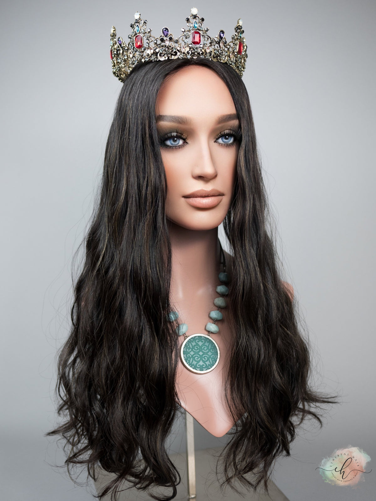 FALL SALE "RAVEN HIGHLIGHT" Premium Topper: Silk Top, 9x9, 22-23", Wavy
