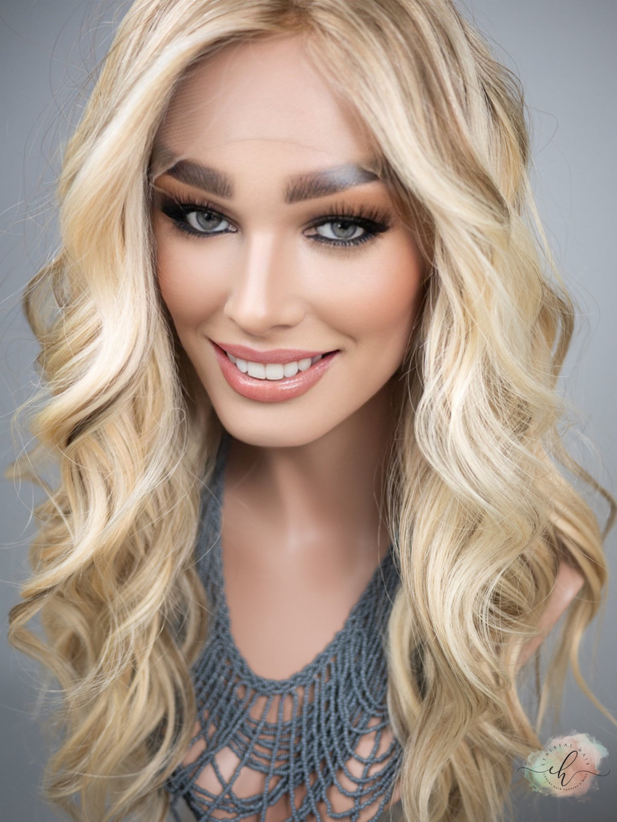 “VICTORIA&quot; Premium Wig: Silk Top Lace Front, Sz. L, 26&quot;