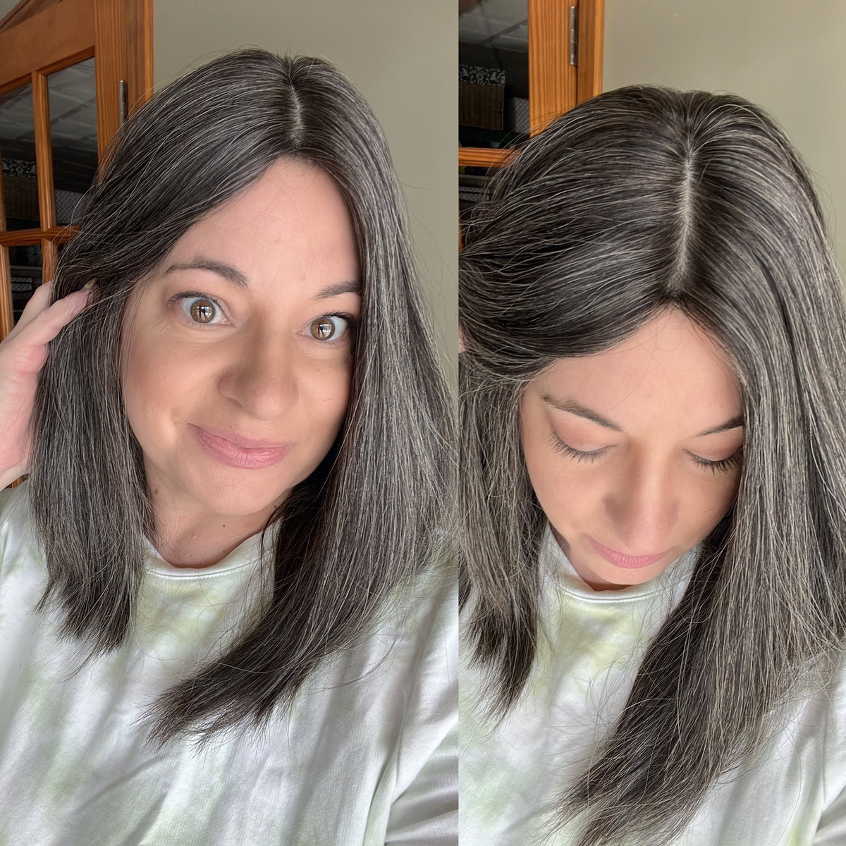 “DELLA" Exquisite Wig: Silk Top, Sz. M, LOB, 15-16"