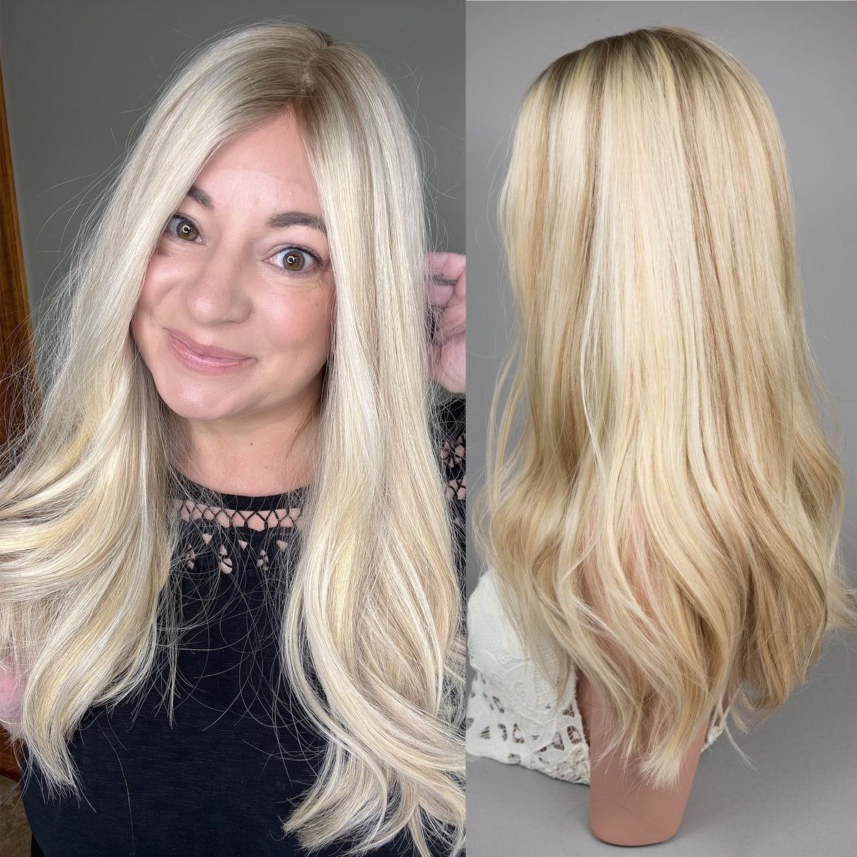 “VICTORIA&quot; Premium Wig: Silk Top Lace Front, Sz. M, 22&quot;