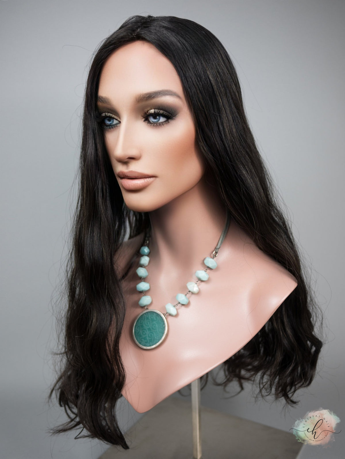 FALL SALE "RAVEN HIGHLIGHT" Premium Topper: Silk Top, 9x9, 22-23", Wavy
