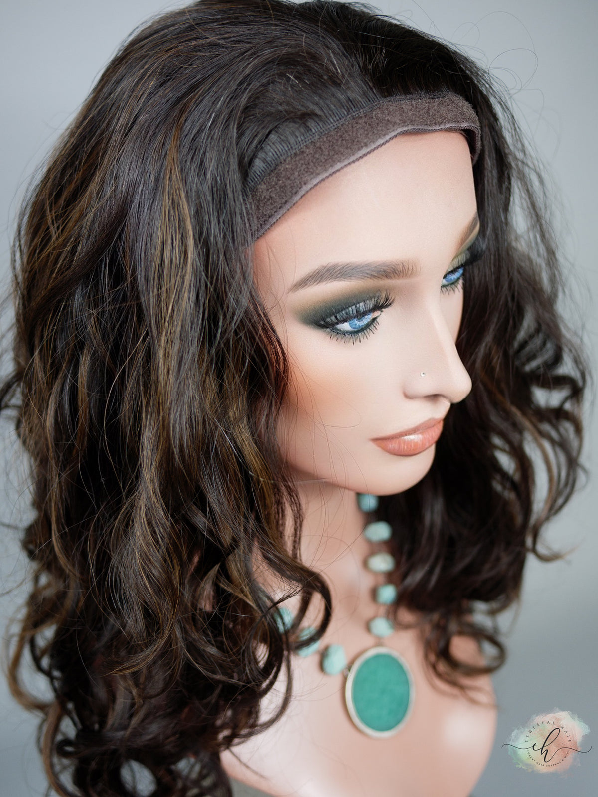 “LARK BALAYAGE" Premium Pony Wig: Sz. M, 21", Curly