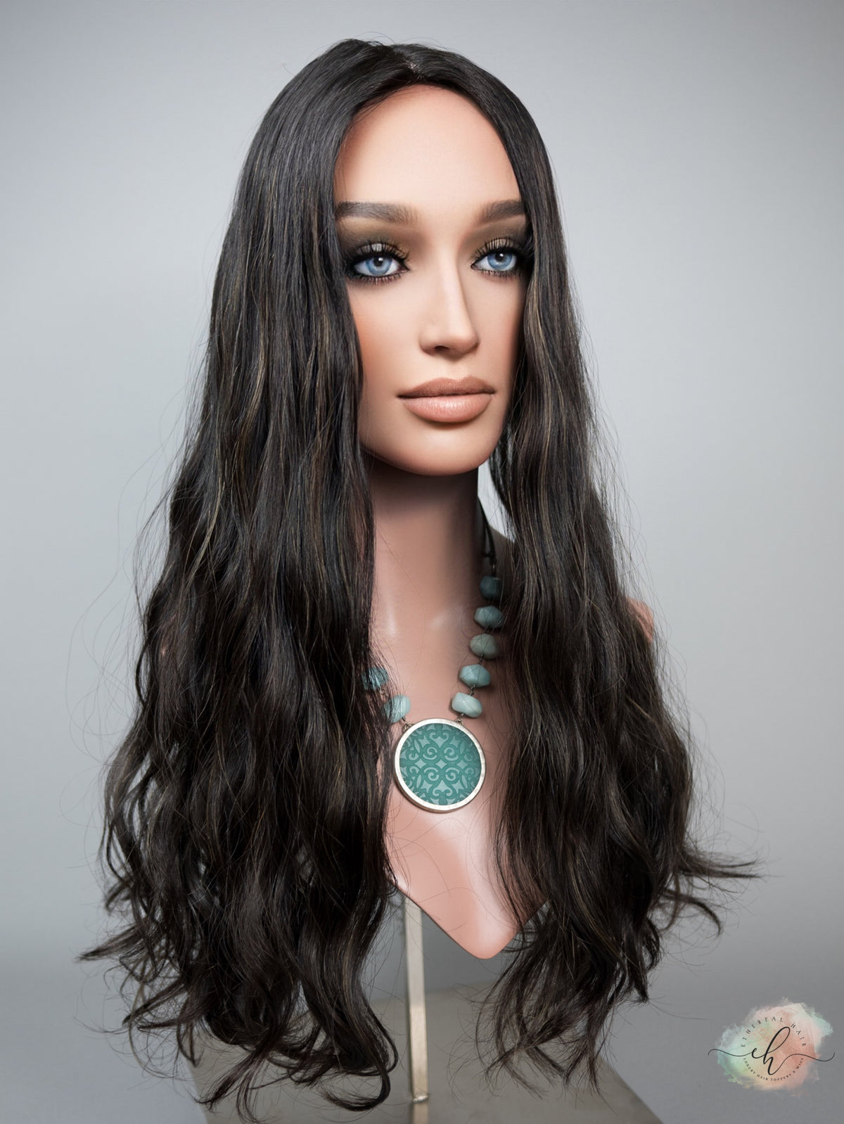 FALL SALE "RAVEN HIGHLIGHT" Premium Topper: Silk Top, 9x9, 22-23", Wavy