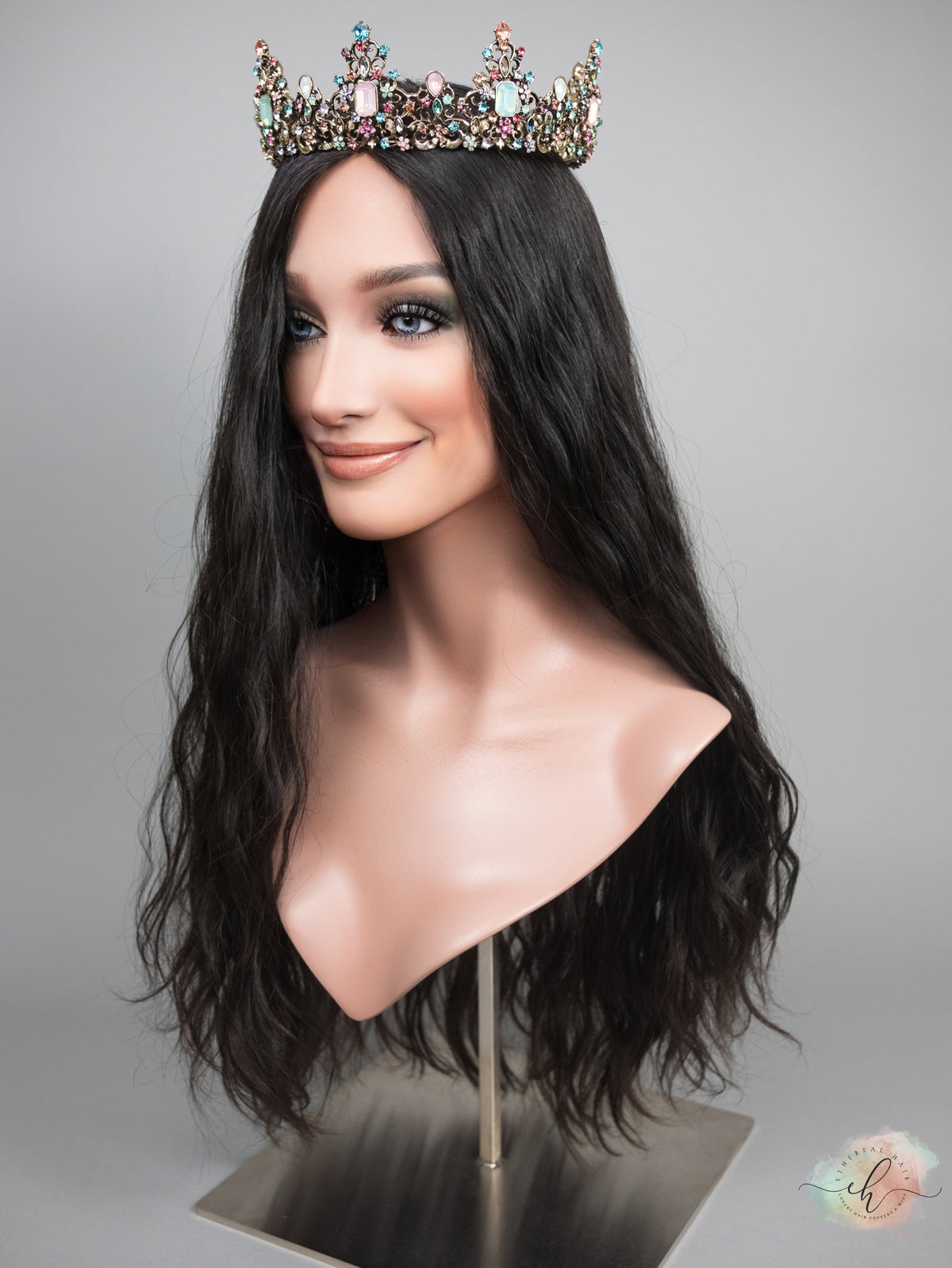 "RAVEN" Premium Topper: Silk Top, 9x9, 25", Curly