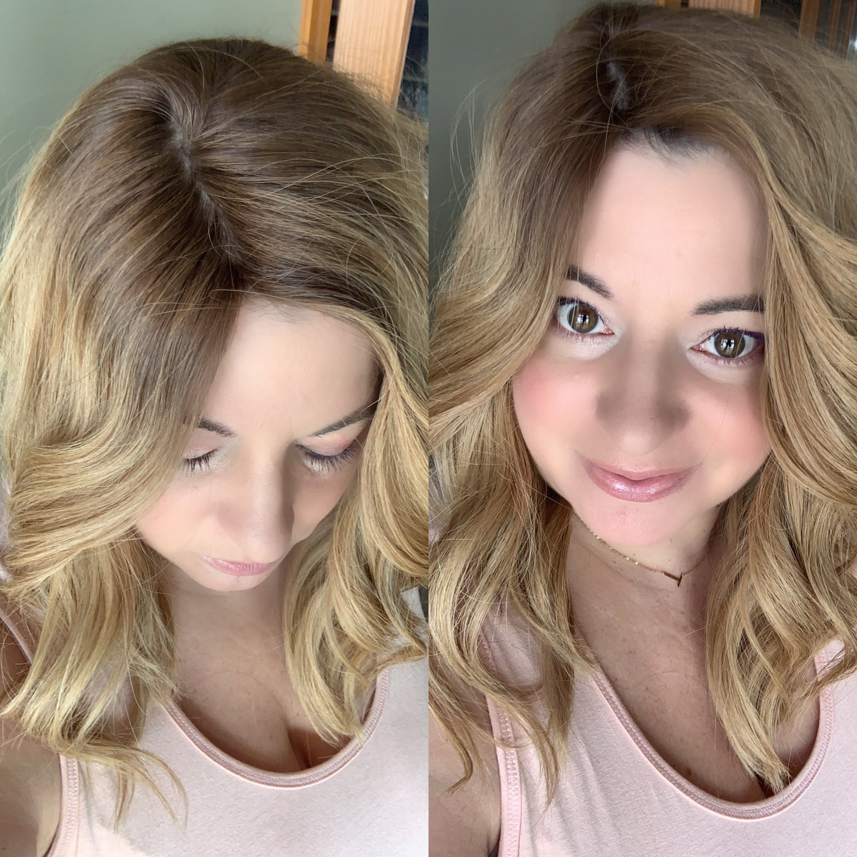 “LIZA" Premium Topper: Silk Top, 7x8, 17", Fully Handtied, Curtain Bangs