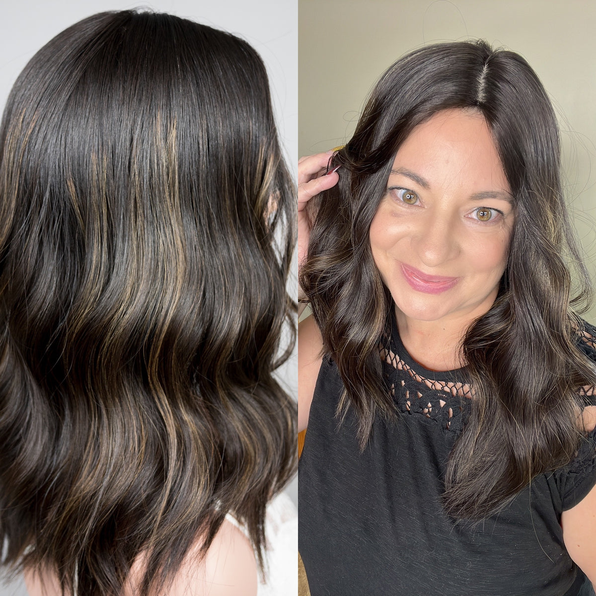 "RAVEN" Premium Topper: Silk Top, 8x8, 16-17", Subtle Caramel Babylights